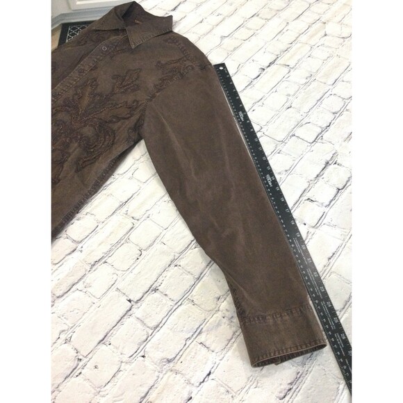 Roar Shirt Men’s Size L Brown Distressed Western Pattern Button Down Long Sleeve - Picture 10 of 11